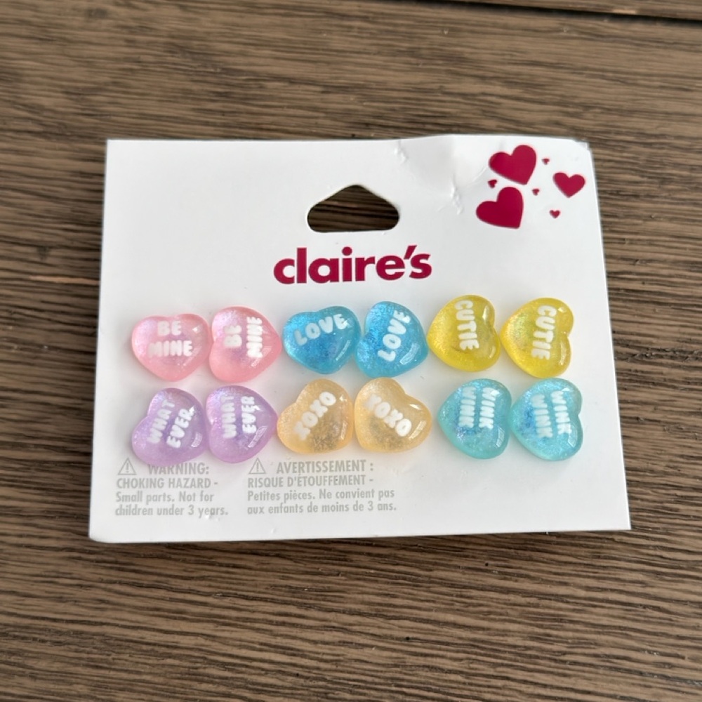 Claire's Silver and White Stud Earrings Set